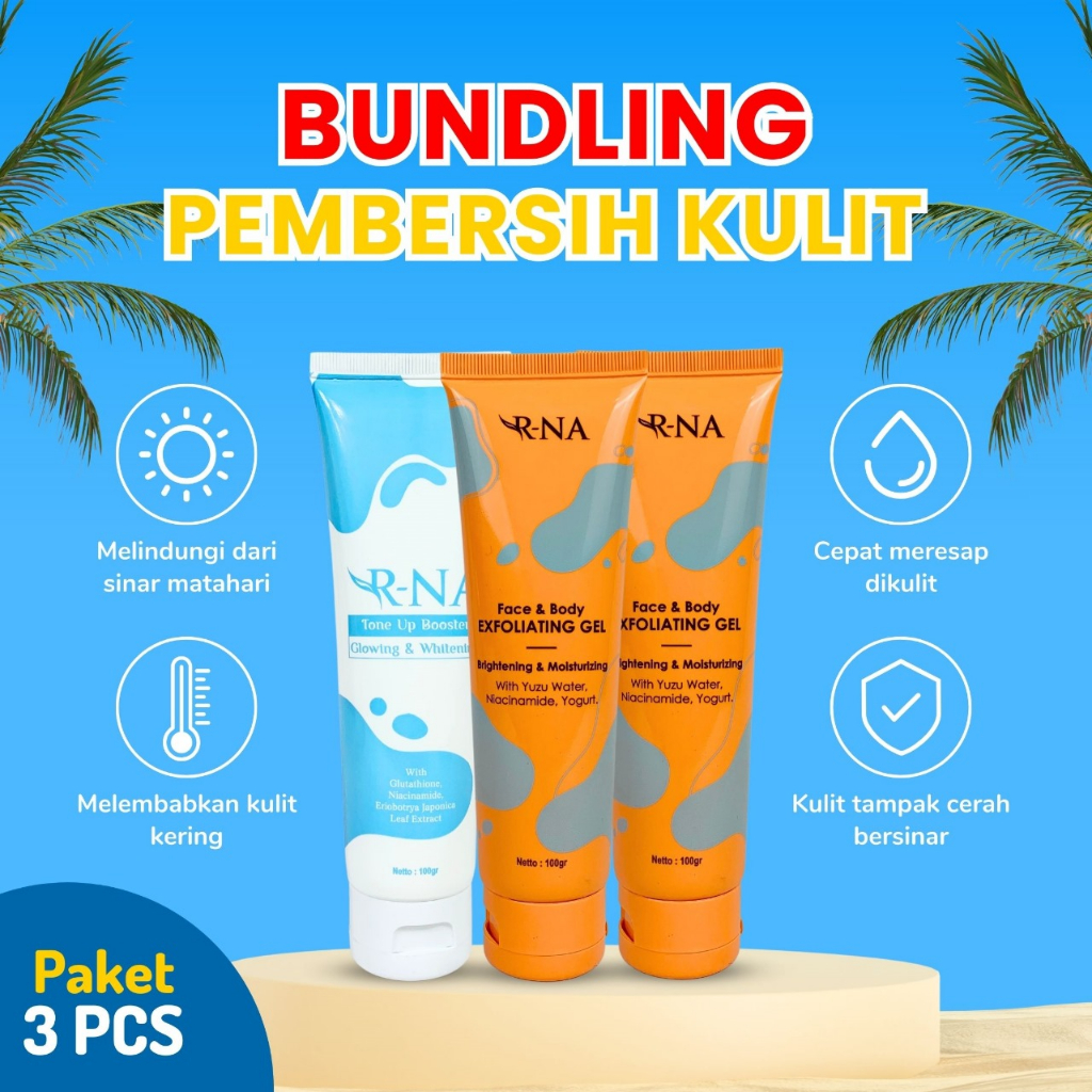 R-Na Exfoliating Gel / Perontok Daki Wajah & Badan / Glowing Blackhead Cleaner Body Exfoliating / Pe