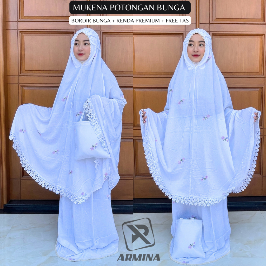 Mukena Katun Rayon Janger Mukena Renda Full Bordir Mukena Putih Mukena Potongan Dewasa Mukena Katun 