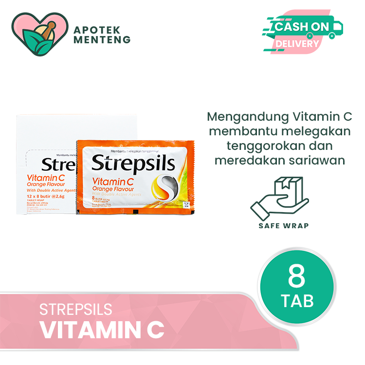 

Strepsils Vitamin C Orange Flavor Sachet - Permen Pelega Tenggorokan