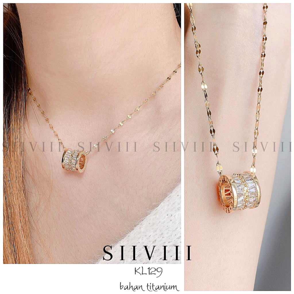 Kalung Wanita Lapis Emas Titanium Asli Liontin Bandul Anti Karat Aksesoris Cewek Impor Emas Perak