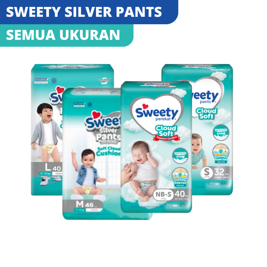 SWEETY POPOK SILVER PANTS NB-S 40, S 32, M 46, L 40, XL 34