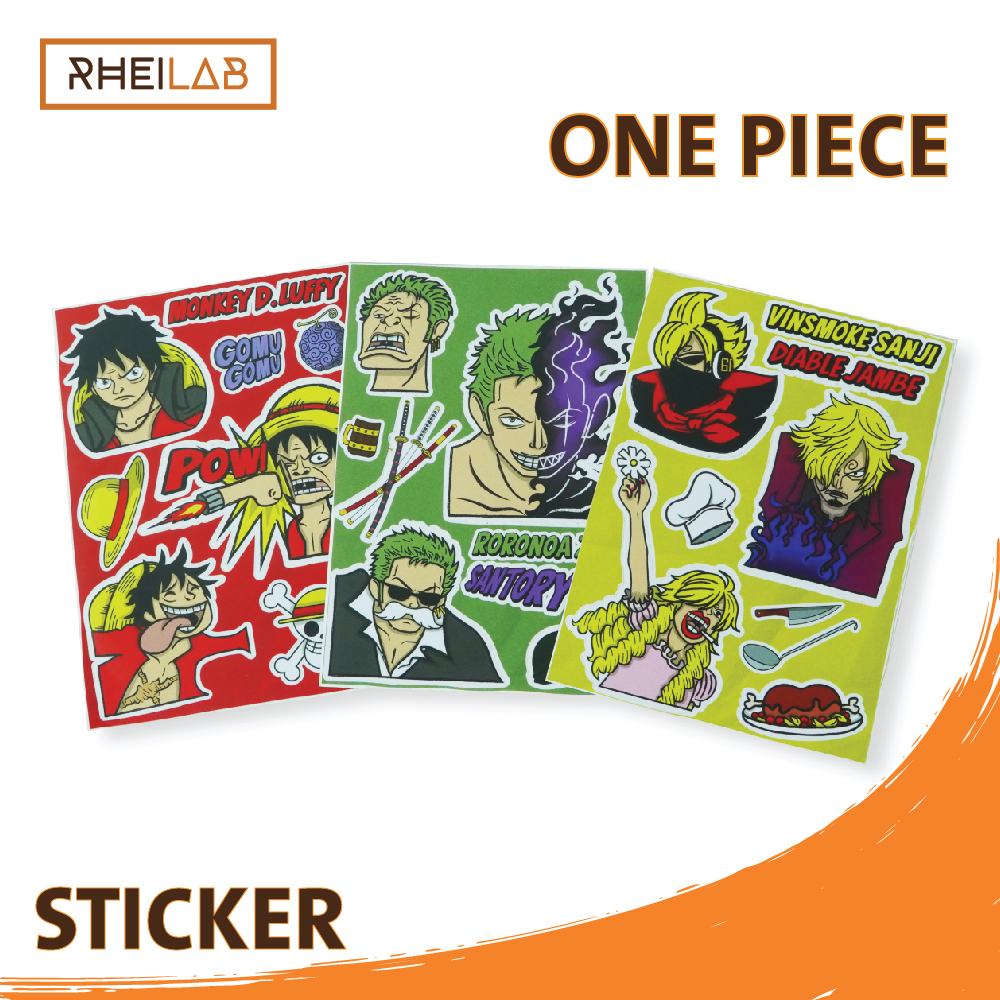 

Sticker Vinyl UV Print Anime/ karakter ONE PIECE Ukuran A5