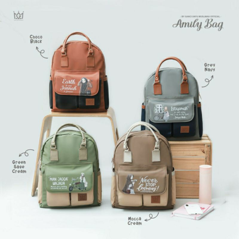 Unyu Muslimah Amily Bag 2in1 Style Ransel Muslimah Tas Jinjing Tas Ransel Tas Labtop
