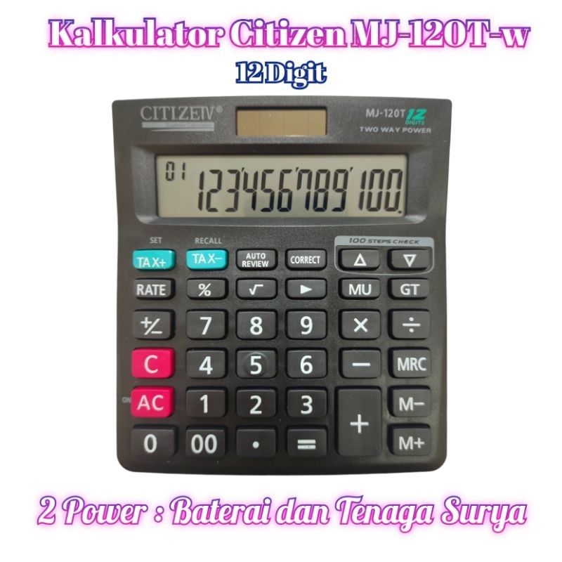 

Kalkulator 12 Digit Citizen MJ-120T Original Bisa hidup tanpa baterai