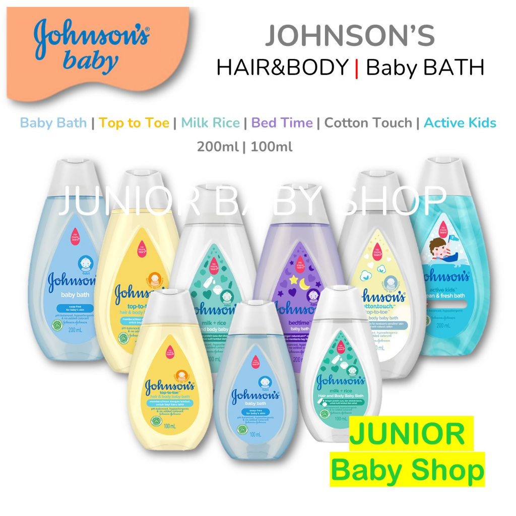 [bisa COD] JOHNSONS Baby Wash Top to Toe | Milk Rice | Bedtime | Cotton Touch | Blue - Johnson Baby and Kids Shampoo 100ml 200ml