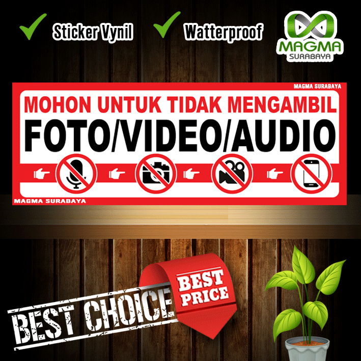 

Stiker mohon untuk tidak mengambil foto video audio - dilarang memotret - stiker label