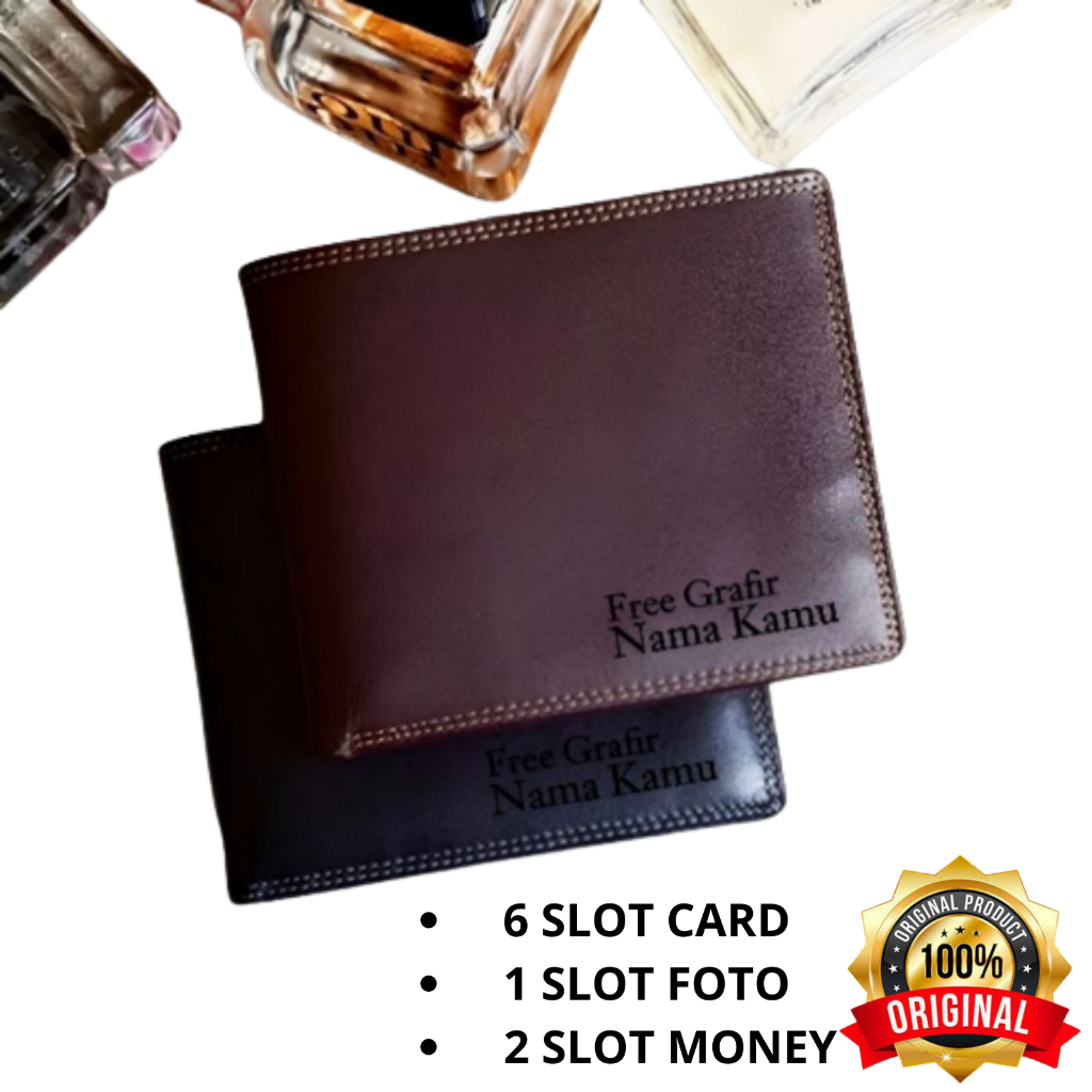 Dompet Kulit Pria Lipat Asli Kulit Bisa Custom Ukir Nama
