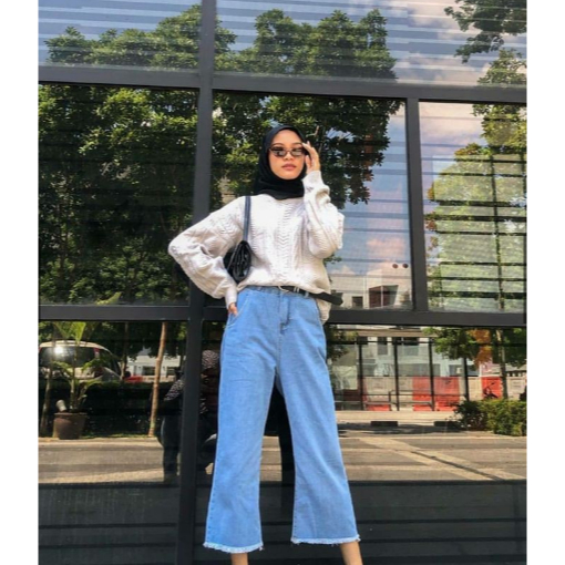 HightWaist Celana Kulot Jeans Wanita Rawis Jumbo / Kulot Jeans Wanita Rawis Jumbo/ Kulot Rawis  Jumb