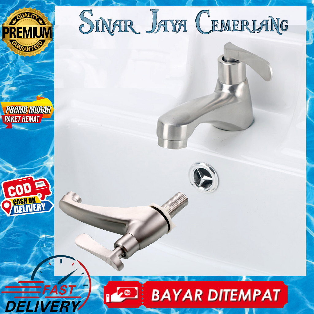 Keran Wastafel Stainless Minimalis - Kran Cuci Tangan Stainless SUS 304 - Kran Wastafel Cuci tangan