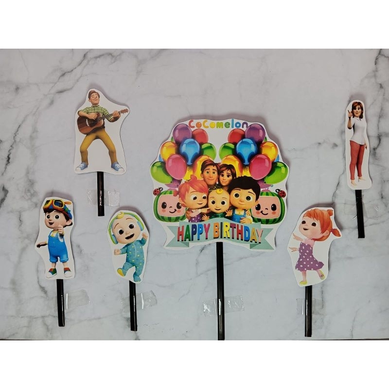CAKE TOPPER COCOMELON/CAKE TOPPER KERTAS HAPPY BIRTHDAY
