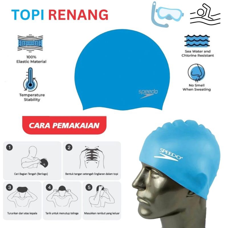 topi renang -tutup kepala - swiming  bahan silicon