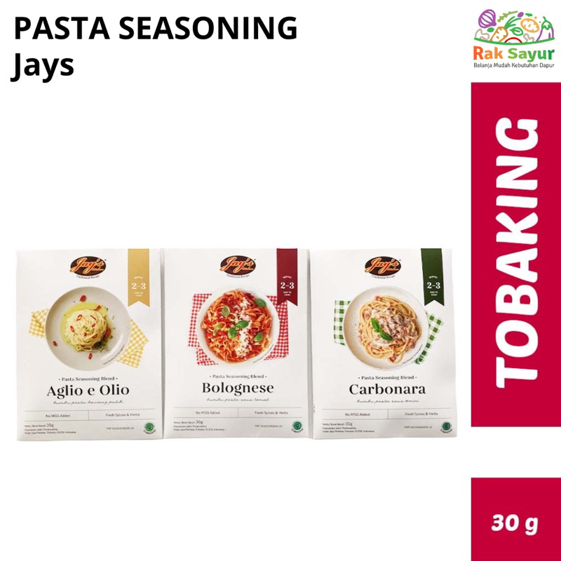 

Pasta Spaghetti Seasoning Jays 30gr Serve 2-3 Bumbu Pasta Jays Rak Sayur Padang