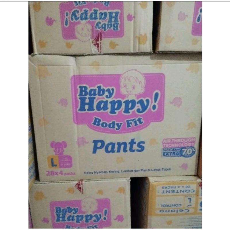 baby happy satu karton UK L/28 isi 4 ball / pampers murah 1 karton