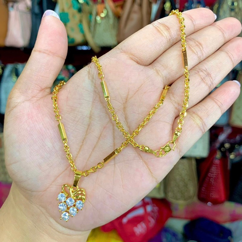 Benika Accesories - Kalung Wanita Xuping Jewellry Anggur Dubai - Korean Style Anti Karat Aesthetic Titanium - Aksesories Fashion Trendi 2023 Simple Necklace Cantik Mewah Elegand