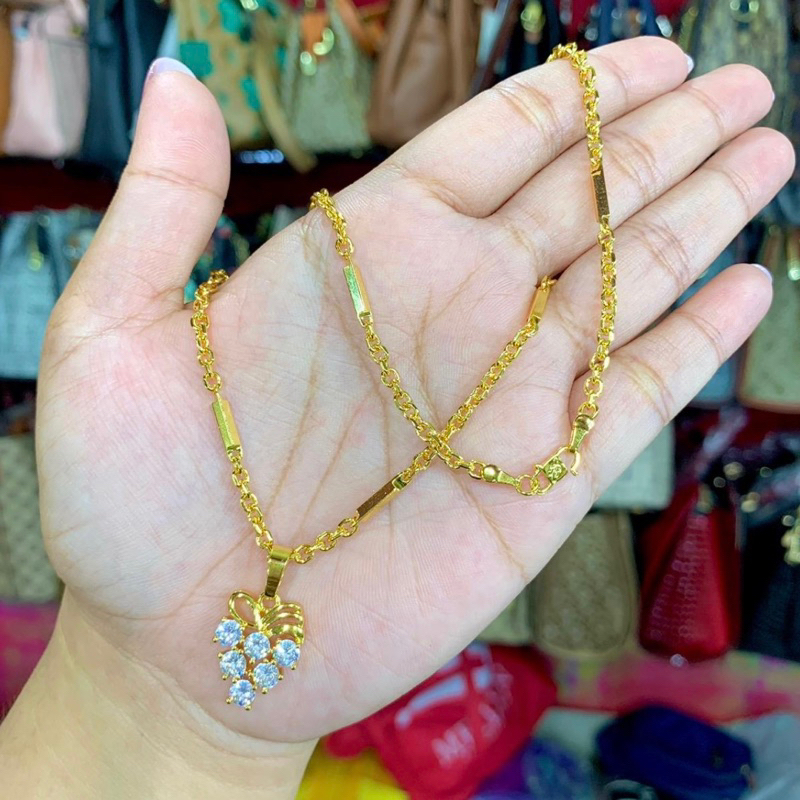 Benika Accesories - Kalung Wanita Xuping Jewellry Anggur Dubai - Korean Style Anti Karat Aesthetic Titanium - Aksesories Fashion Trendi 2023 Simple Necklace Cantik Mewah Elegand