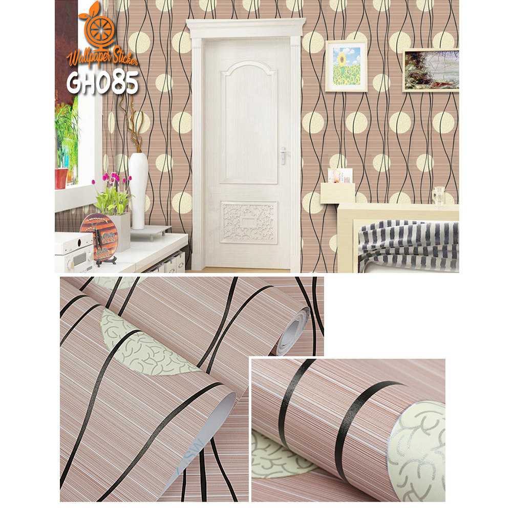 Promo - Wallpaper Sticker Dinding Motif Ulir Coklat Premium Pvc Wallsticker Kamar Aesthetic