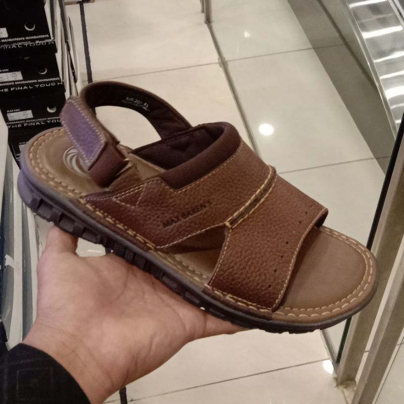 SANDAL KULIT PRIA MOTIF TALI LEBAR TALI BELAKANG PRODUK 100% KULIT SAPI PREMIUM || BRAND MAX BAREN'S