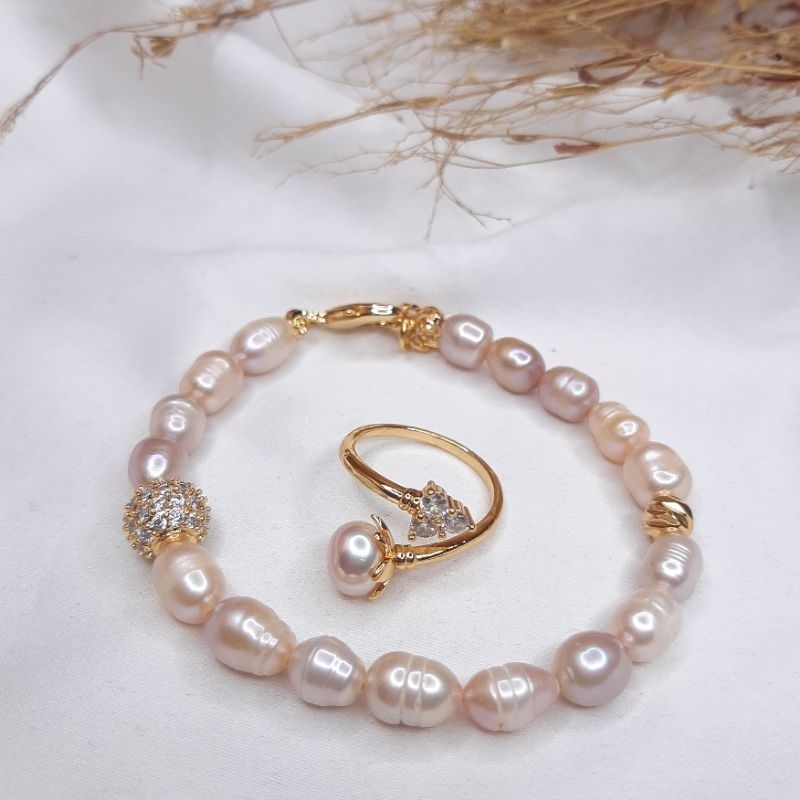 SET MUTIARA LOMBOK ASLI - GELANG KRISTAL DADU MUTIARA LOMBOK - MUTIARA LOMBOK - GELANG MUTIARA AIR T