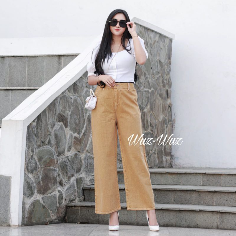 KULOTE JEANS WANITA/CELANA KULOT DENIM/ DENIM PANTS/ CELANA PANJANG WANITA/KULOT JEANS CREAM/DENIM C