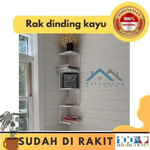 (PROMO) Rak Dinding Kayu, Rak Sudut, Rak Buku Sudut, Rak Dinding, Rak Dinding Sudut