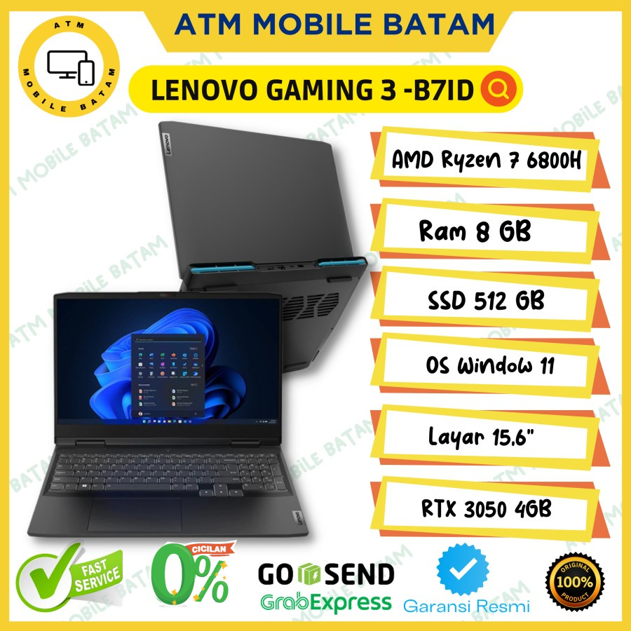 LENOVO LAPTOP IDEAPAD GAMING 3-B7ID RYZEN 7-6800H 8GB/512GB RTX3050 4