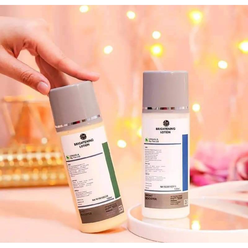 ORIGINAL PAKET BADAN LOTION BOSTER PAGI DAN MALAM GRADE A BY TMCO MENGANDUNG 4 HINGGA 6 BAHAN AKTIF