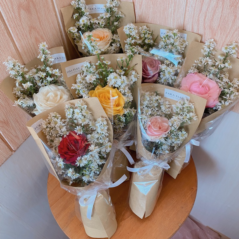 (Kode Mini Fairy) BUNGA ASLI Bouquet Mawar Asli tangkai Flower/bouquet mawar fresh | buket mawar asl