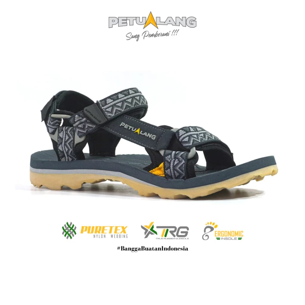 SENDAL Petualang Maninjau Strap - Sandal Gunung/Hiking Slide Pria Dewasa Petualang Original