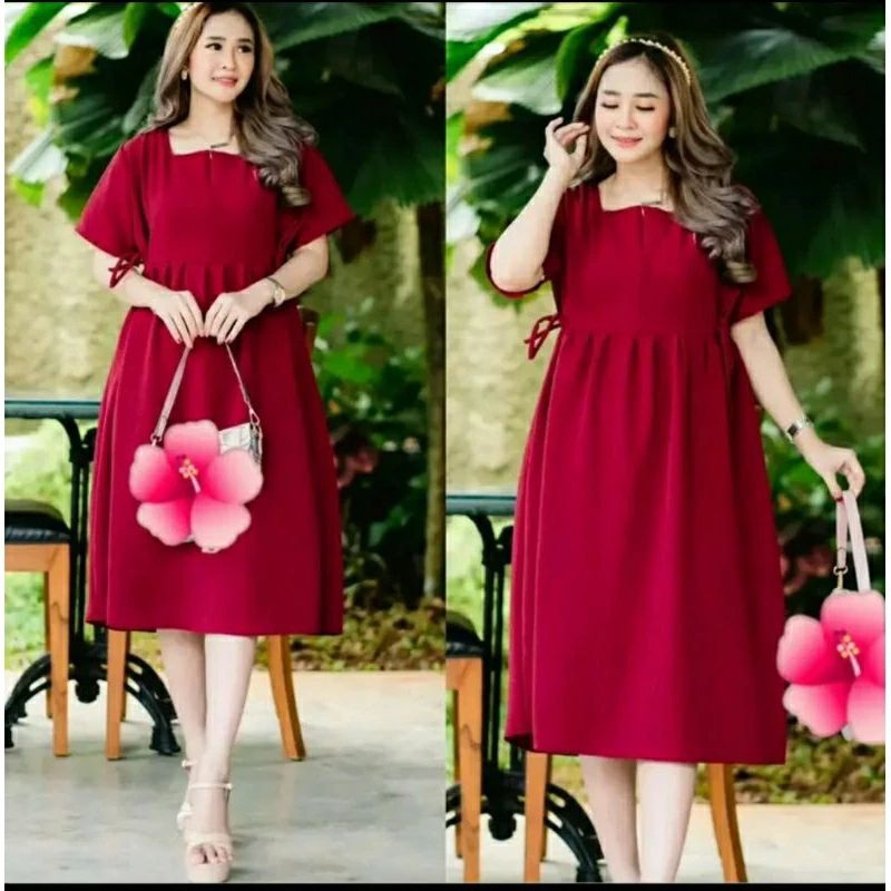 Adira daster crinkle airflow retsleting depan busui frenly dress crinkle polos