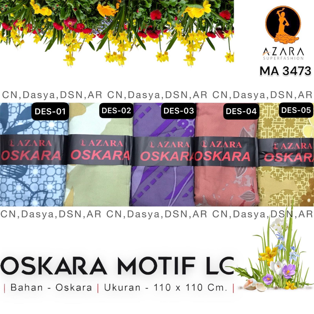 Hijab Segi Empat Azara Oskara Voal Motif LC Uk 110x110 Packing Deenay Jilbab Kerudung Grosir Jilbab 