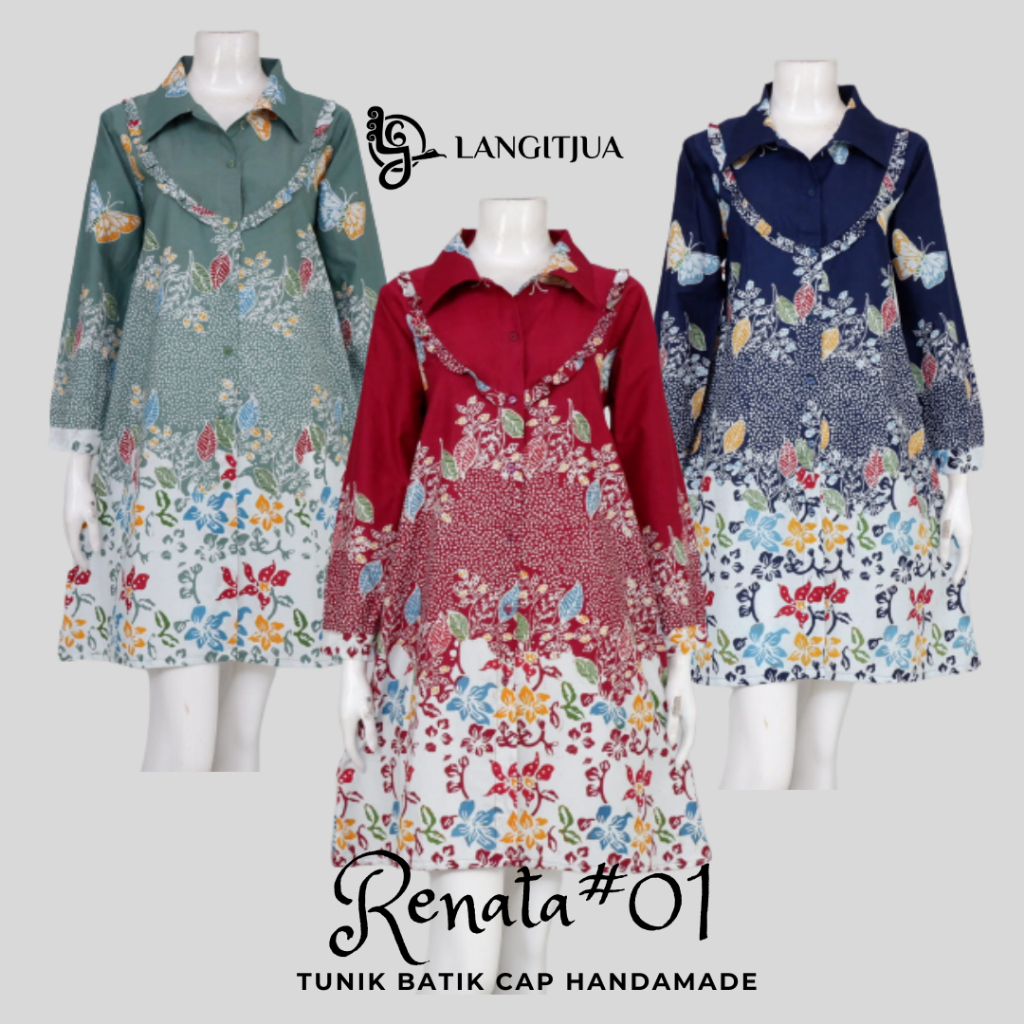 RENATA 01 -TUNIK BATIK CAP HANDMADE SOLO-BAJU KERJA KONDANGAN BUSUI FRIENDLY - LANGITJUA COLLECTION