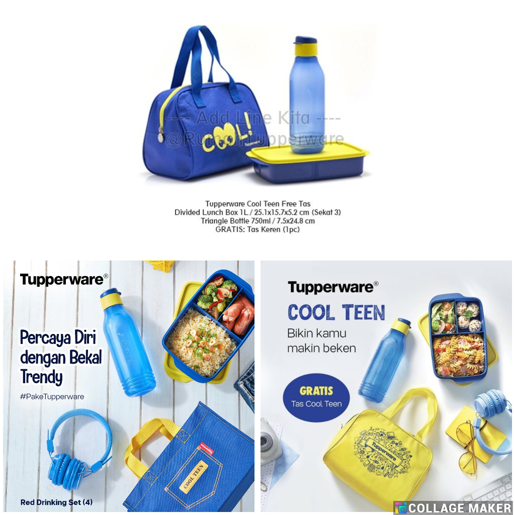 cool teen set tupperware tempat bekal sekat