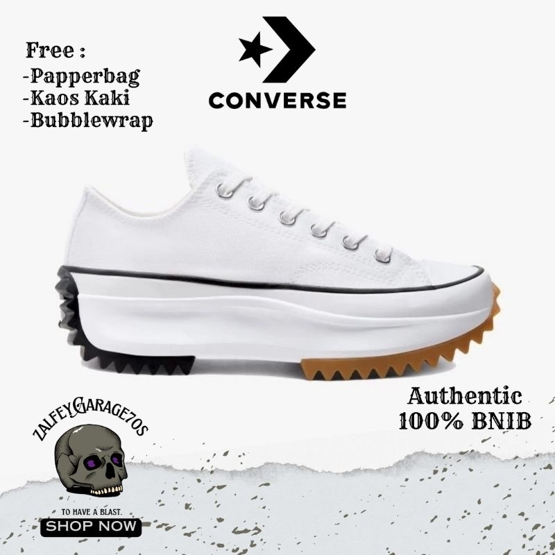 TERBARU  SEPATU PRIA/WANITA CONVERSE RUN STAR HIKE LUGGED LOW WHITE ORIGINAL UNISEX (GRATIS KAOS KAK