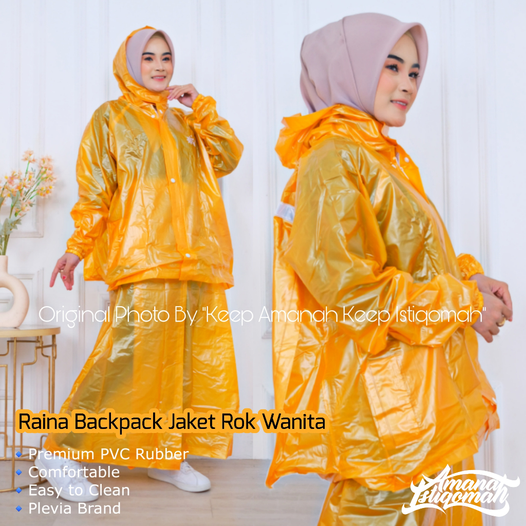 Raina Backpack Jas Hujan Rok Wanita PVC