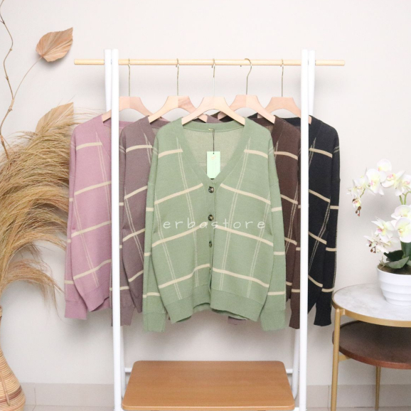 MINGYU CARDIGAN- CARDIGAN MOTIF KOTAK RAJUT PREMIUM / CARDIGAN KOREAN STYLE / CARDIGAN KOREAN / CARD