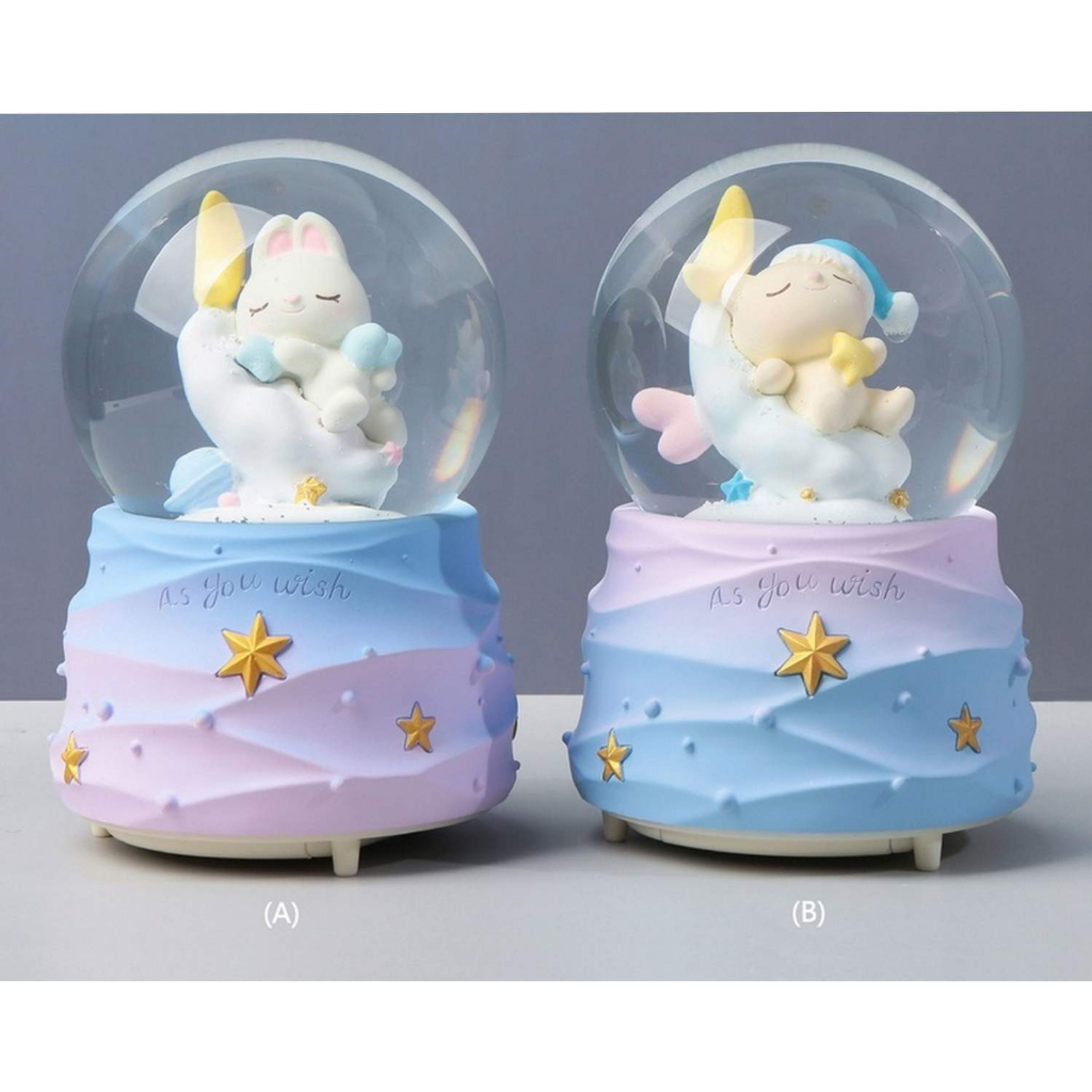 Snowball Pajangan Bola Musik Air Bola Musik Salju Large (XL 100) Rabbit Bear Awan Salju Otomatis