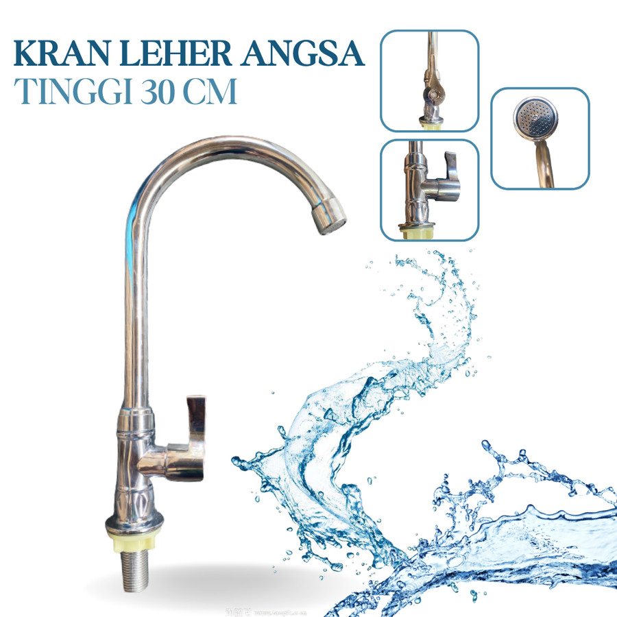 KRAN AIR WASTAFEL STAINLESS TINGGI KRAN LEHER ANGSA KRAN CUCI PIRING