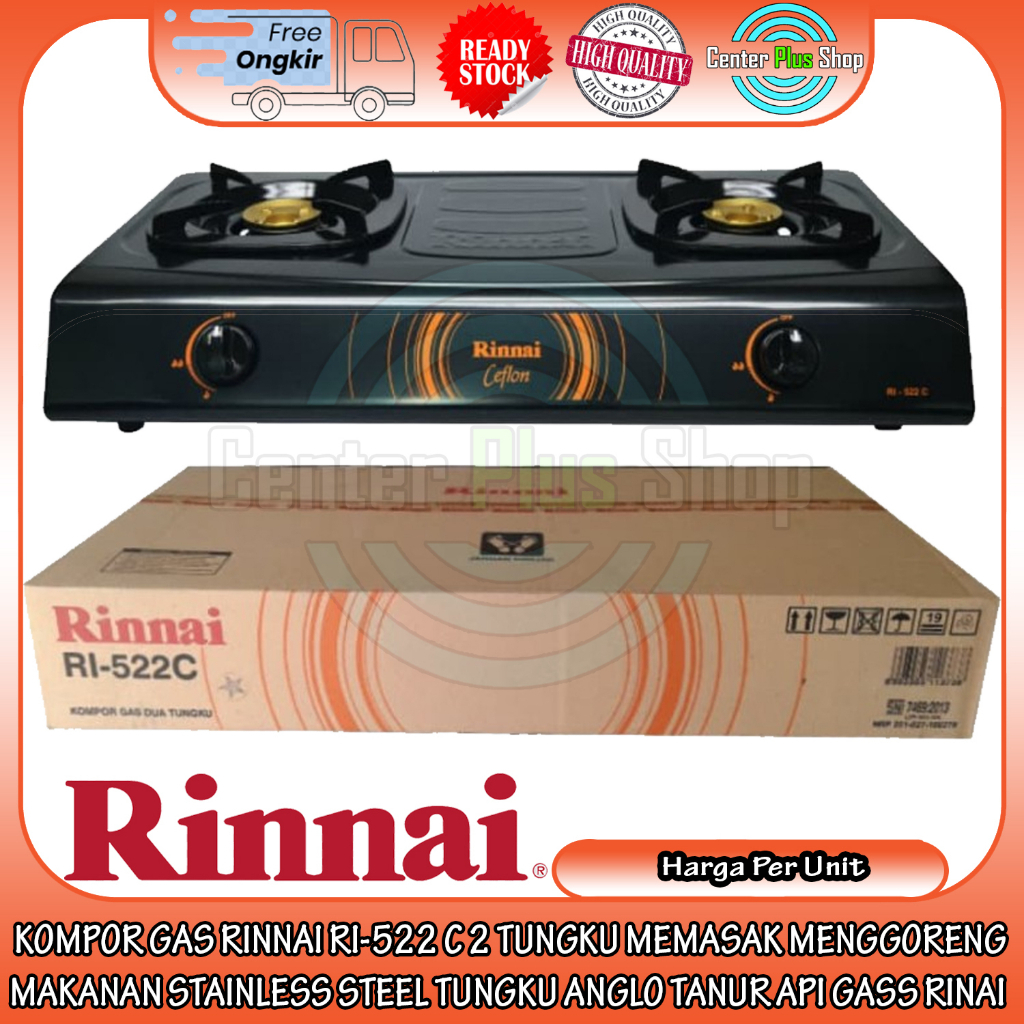 [Kargo] Rinnai Kompor Gas Ri-522c Ri 522 C 2 Dua Tungku Anglo Tanur Perapian Dapur Masak Memasak Pem