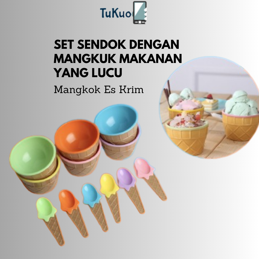 Mangkok Es Krim Set Mangkok Sendok