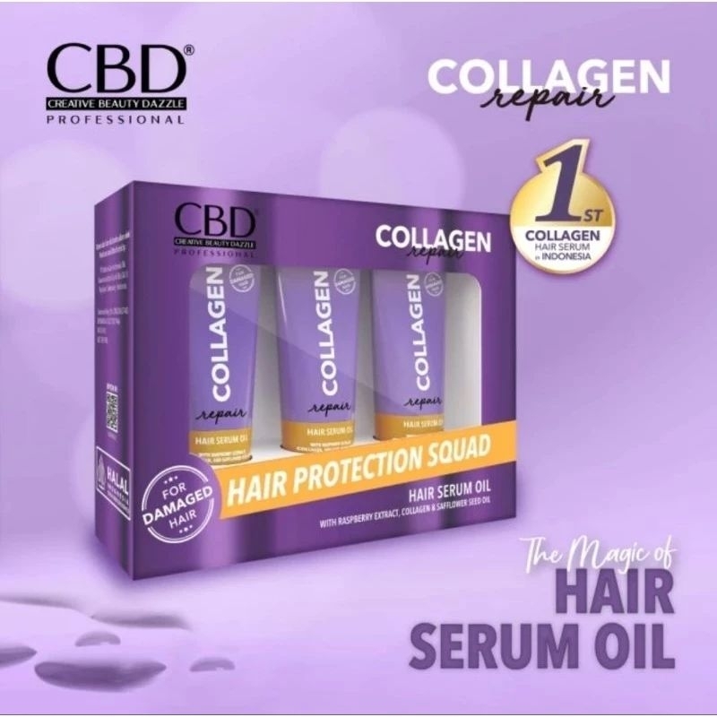 CBD Collagen Repair Hair Serum Oil 3x10ml Original Perawatan Rambut Ala Salon Halus