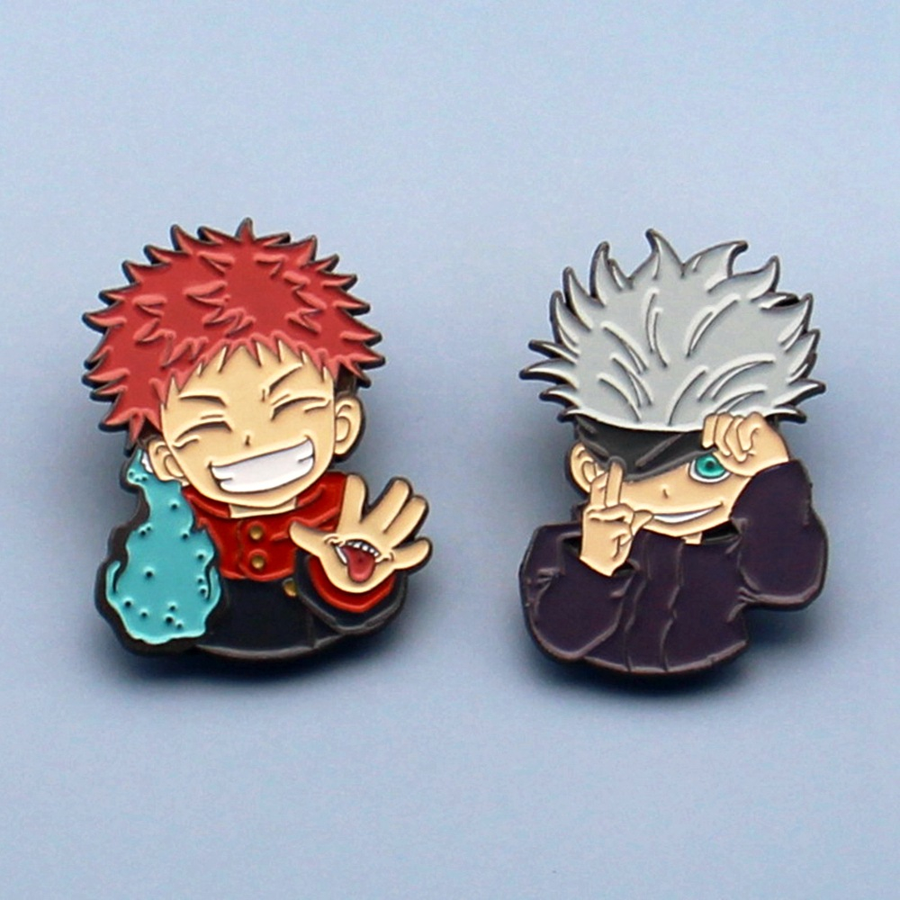 KARAKTER YUJI dan GOJO kecil pin bros LUCU, hiasan tas, baju, jaket, topi lucu anime pin
