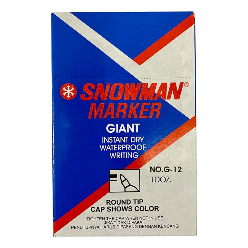 

spidol permanent snowman marker hitam G-12 (12 pcs) grosir