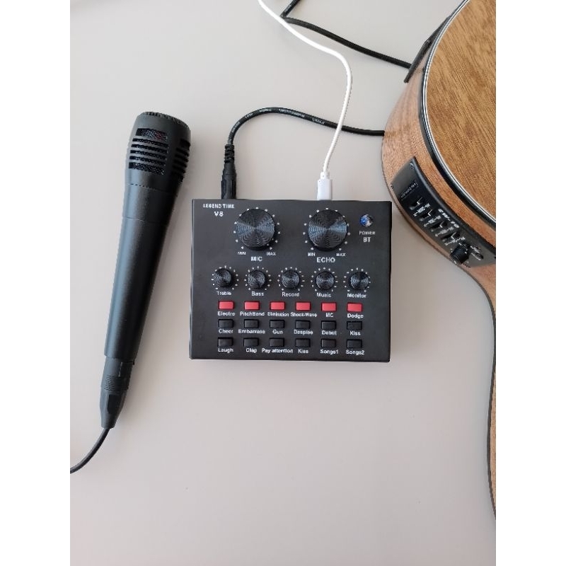 soundcard V8 // alat karaoke V8 bluetooth bonus mic