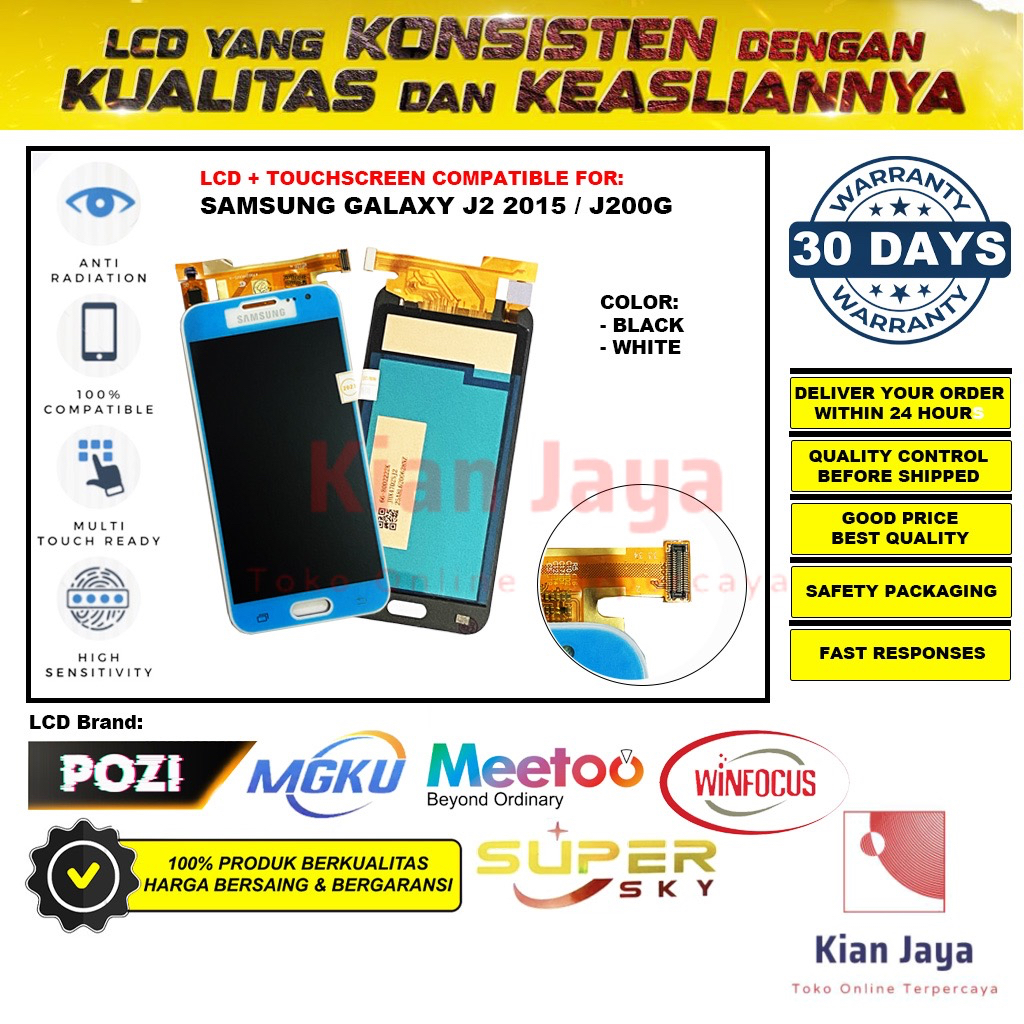 LCD Touchscreen Samsung Galaxy J2 2015 J200 J200G INCELL Bisa Atur Kontras