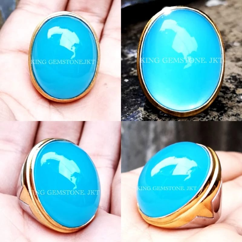 Cincin Natural Batu Akik Bacan Doko Palamea Bacan Bluish Green Bacan Chryscolla Chalcedony Akik Supe