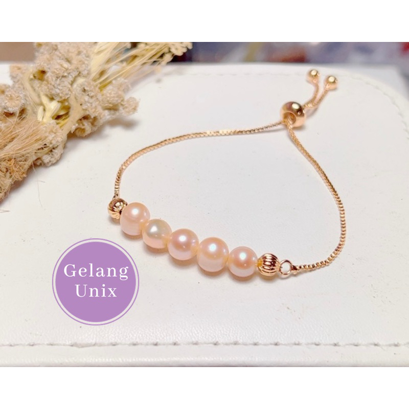 gelang serut titanium mutiara air tawar lombok