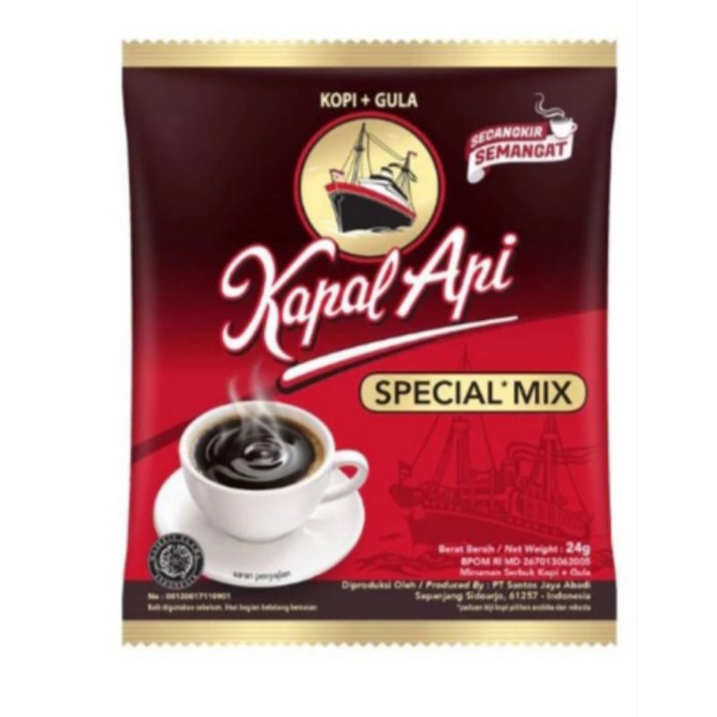 

Kopi Hitam Kapal api special mix 23 gram / 1 renceng isi 10 sachet