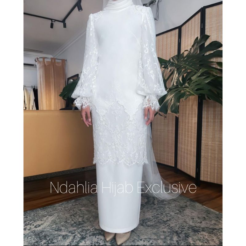 BAJU PENGANTIN MELAYU SYARI PREMIUM FULL SET BAJU,JILBAB,CADAR,VEIL