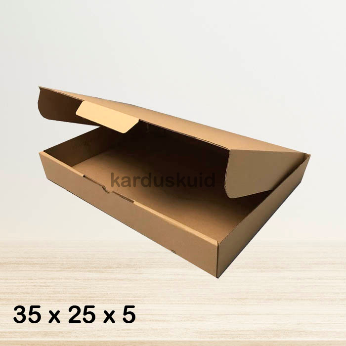 

Kardus 35 x 25 x 5 cm die cut tipe E Flute K150 box kotak karton packing