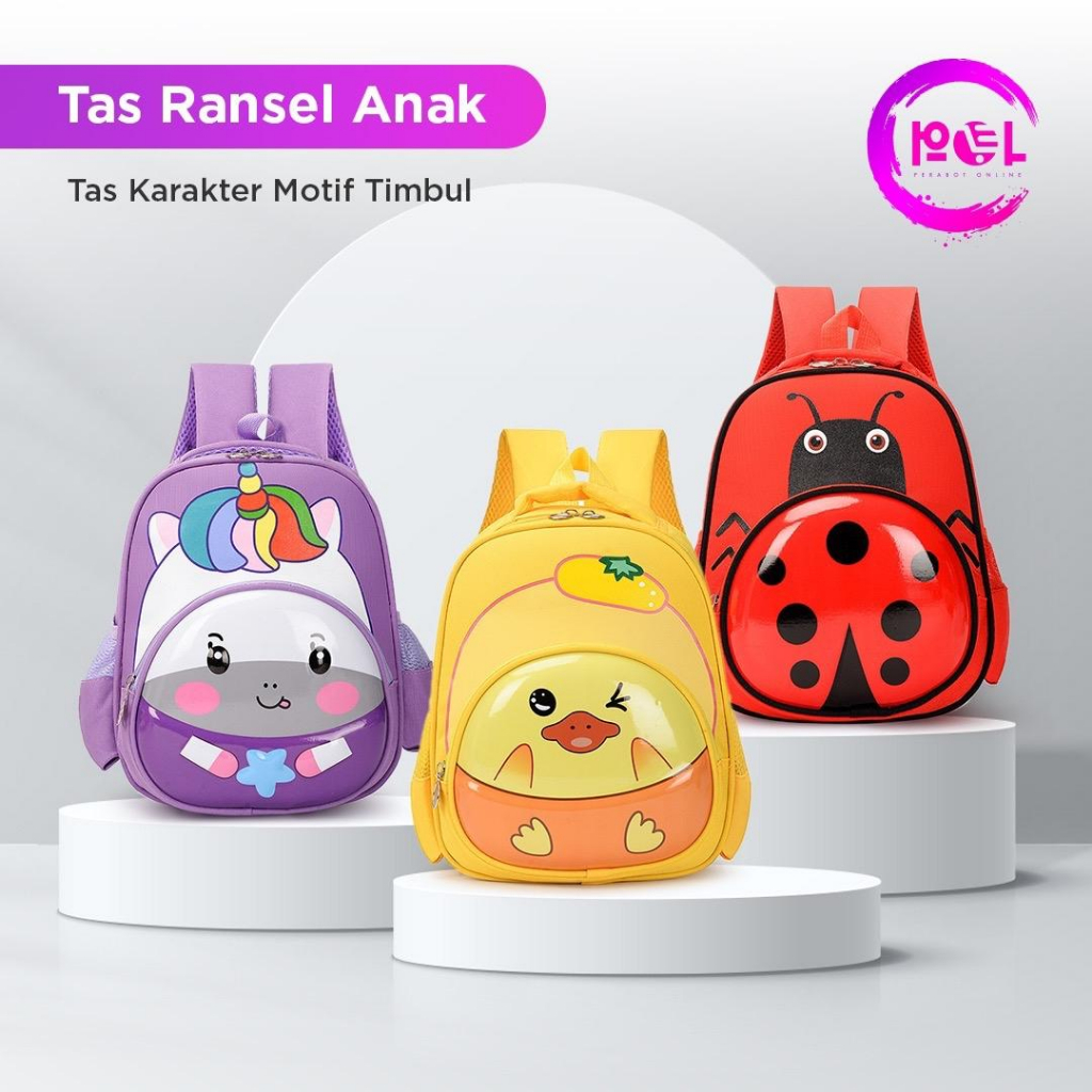 [POL] COD Tas Ransel 3D Karakter Cartoon 3 Dimensi | Kualitas Import Premium Anak Sekolah Play Group | Tas Ransel Sekolah Anak